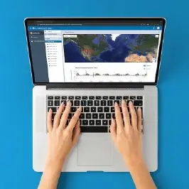 Graphic illustration of a laptop sharing data to and from a cloud